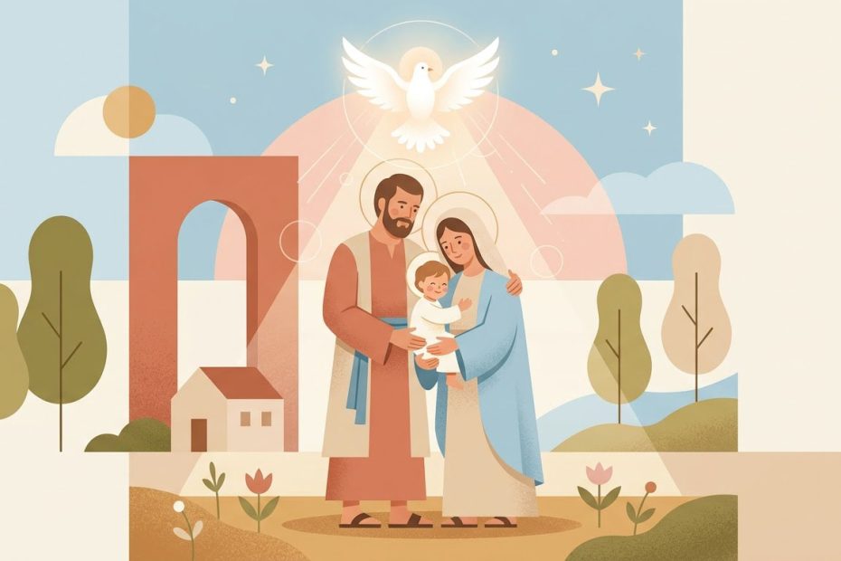 Preghiere per genitori e figli - Illustration prière catholique